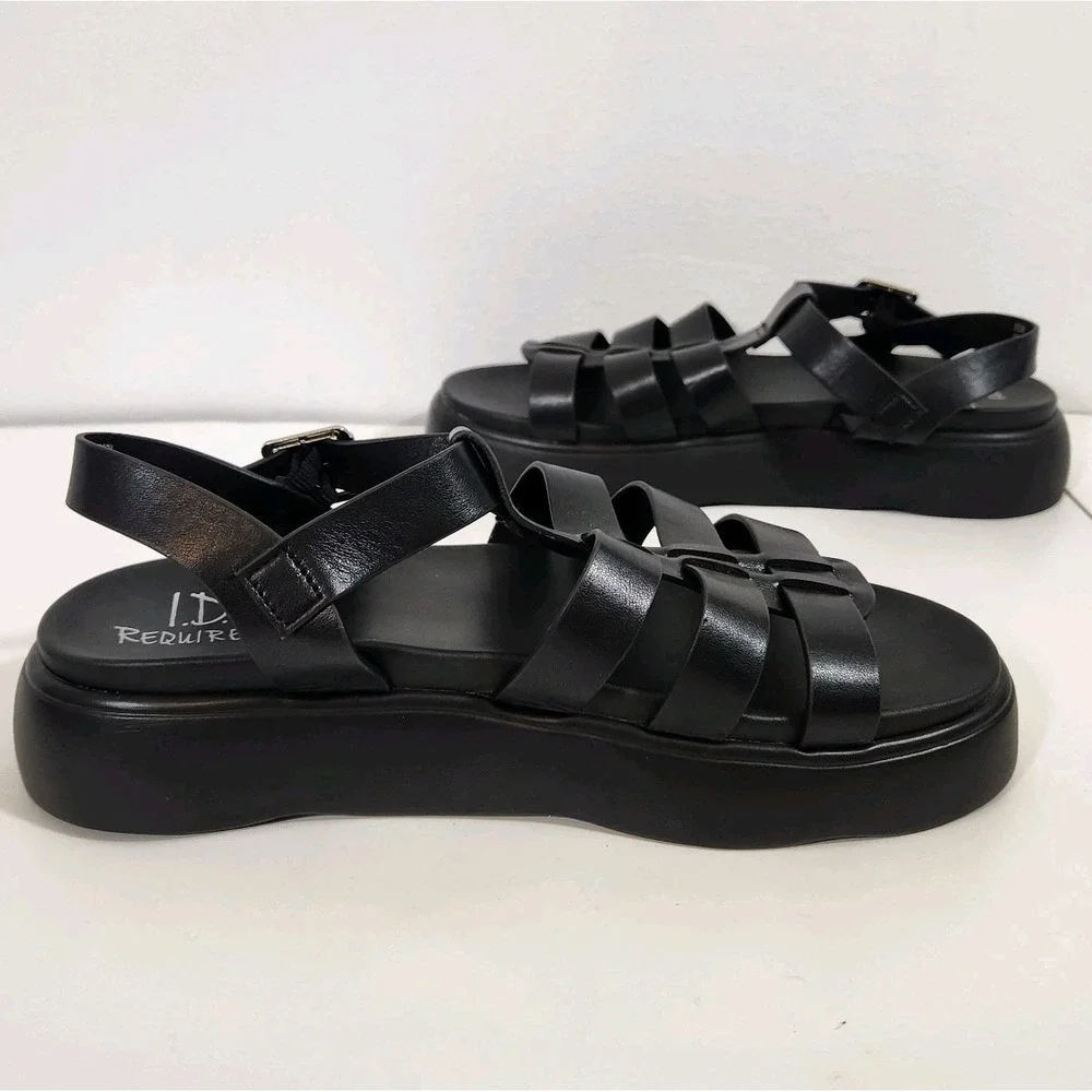 ID Required Fisherman Sandals Womens Sz 9M Black Platform Chunky Y2K Grunge Goth